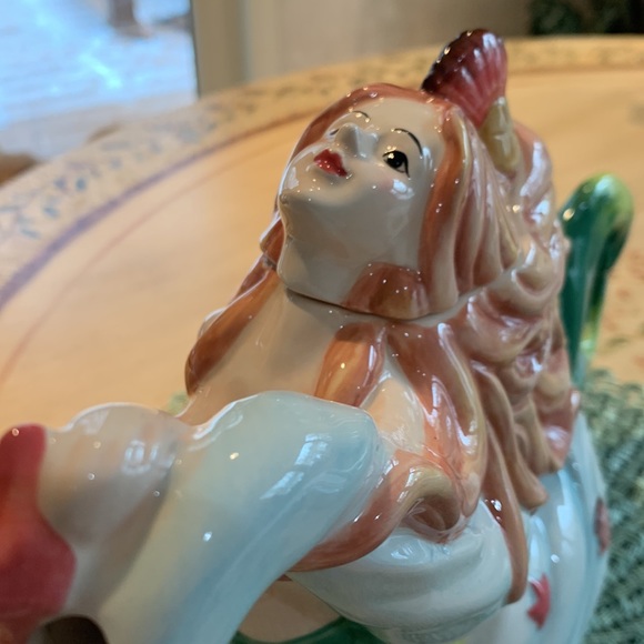 COPY - New Blue Sky Clayworks Ceramic Mermaid Teapot. 9” Tall - Picture 6 of 11